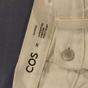 COS Tapered Leg High Rise White Jeans